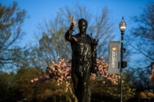 The Torchbearer statue in Spring