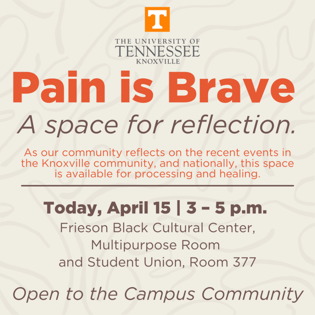 Pain is Brave: A Space for Reflection information graphic. 
