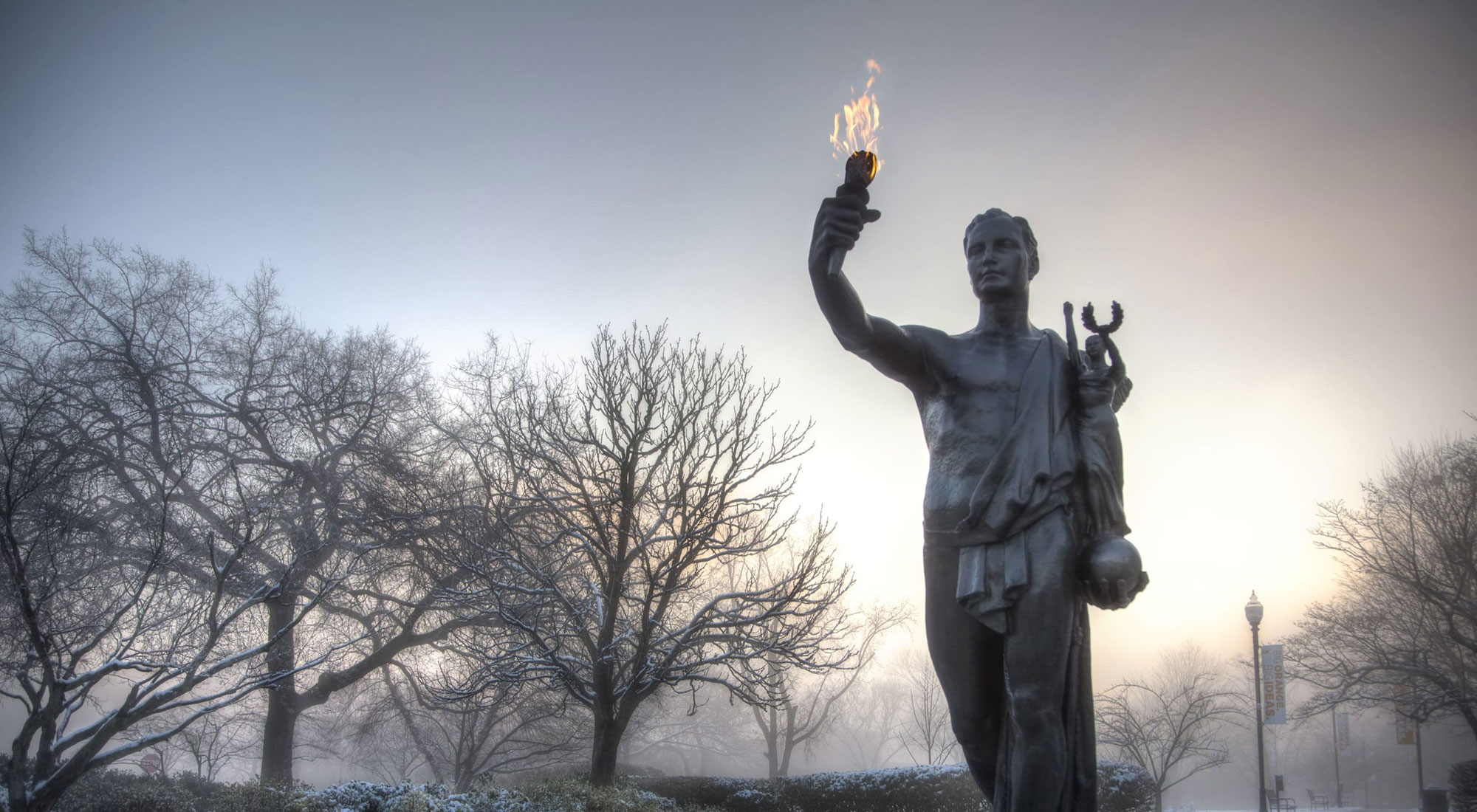 Torchbearer in the snow